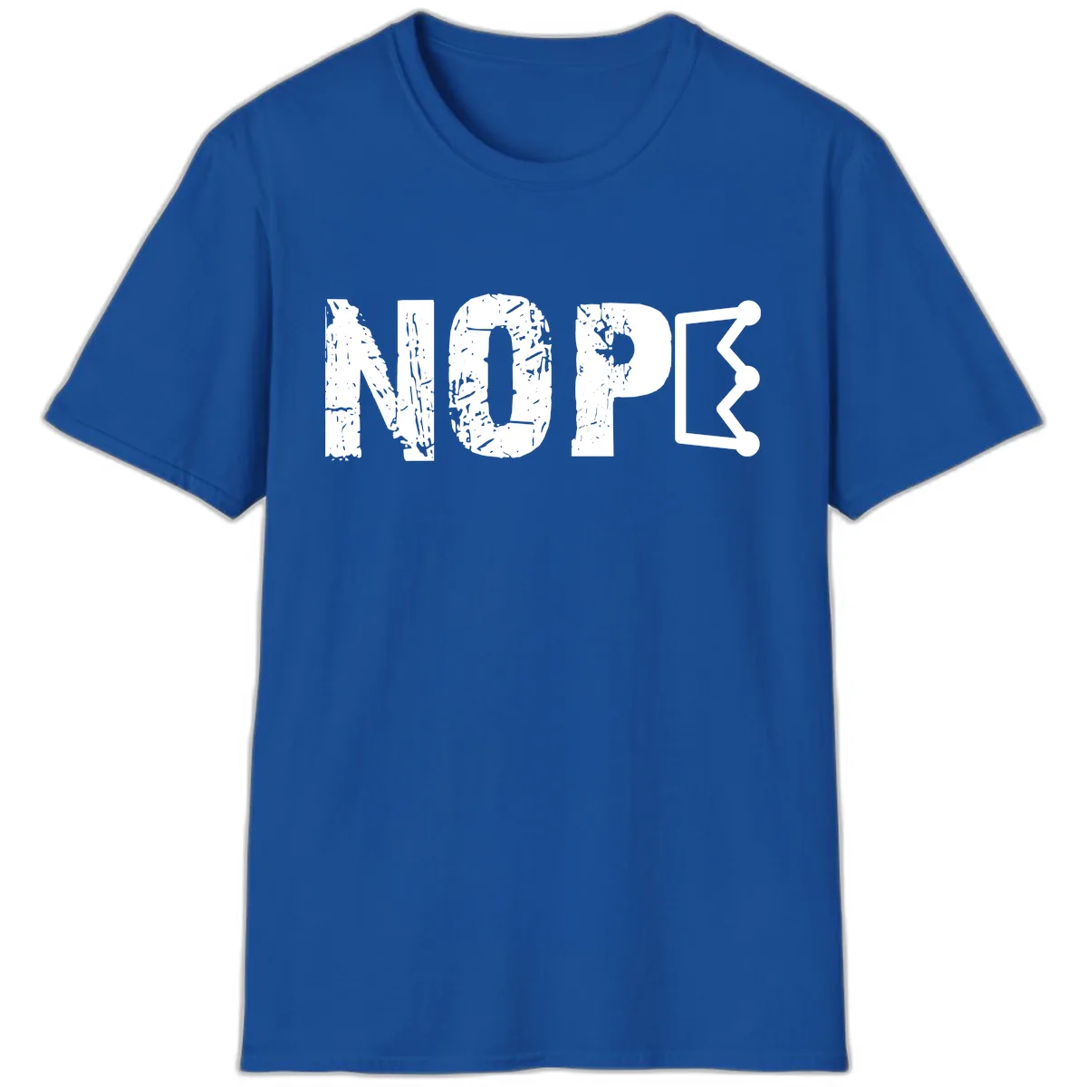 Nope Distressed Text With Crown Graphic T-Shirt in Royal