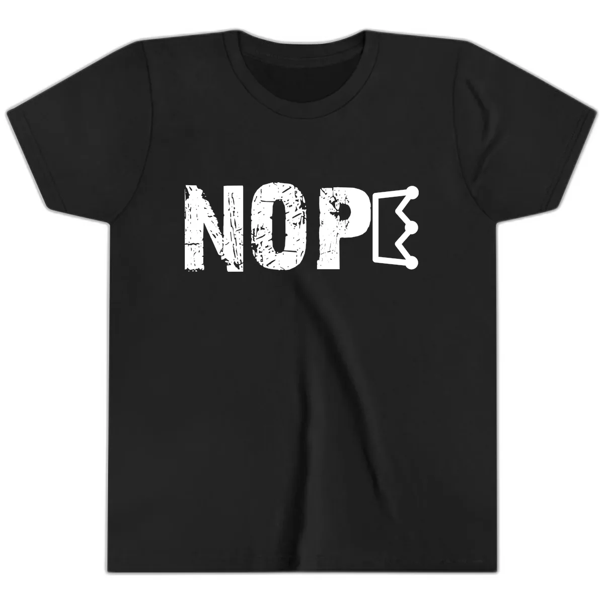 Nope Distressed Text With Crown Graphic Youth T-Shirt in Black