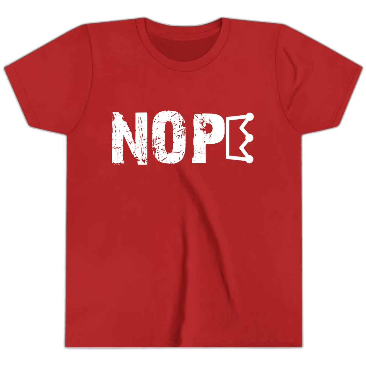 Nope Distressed Text With Crown Graphic Youth T-Shirt in Red