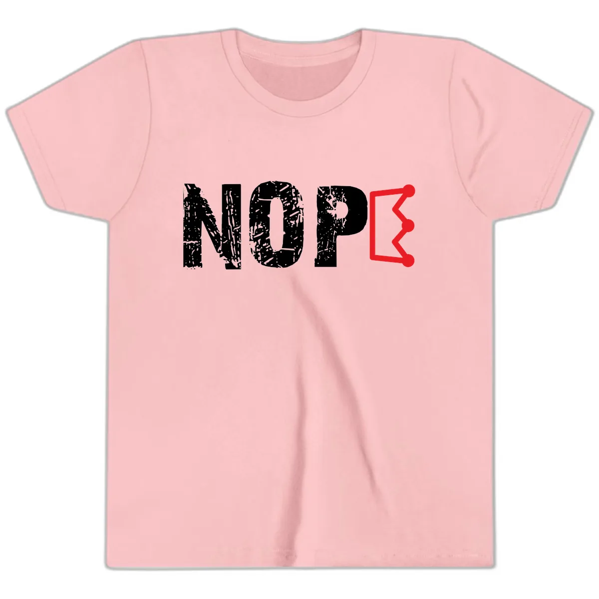 Nope Distressed Text With Crown Graphic Youth T-Shirt in Pink