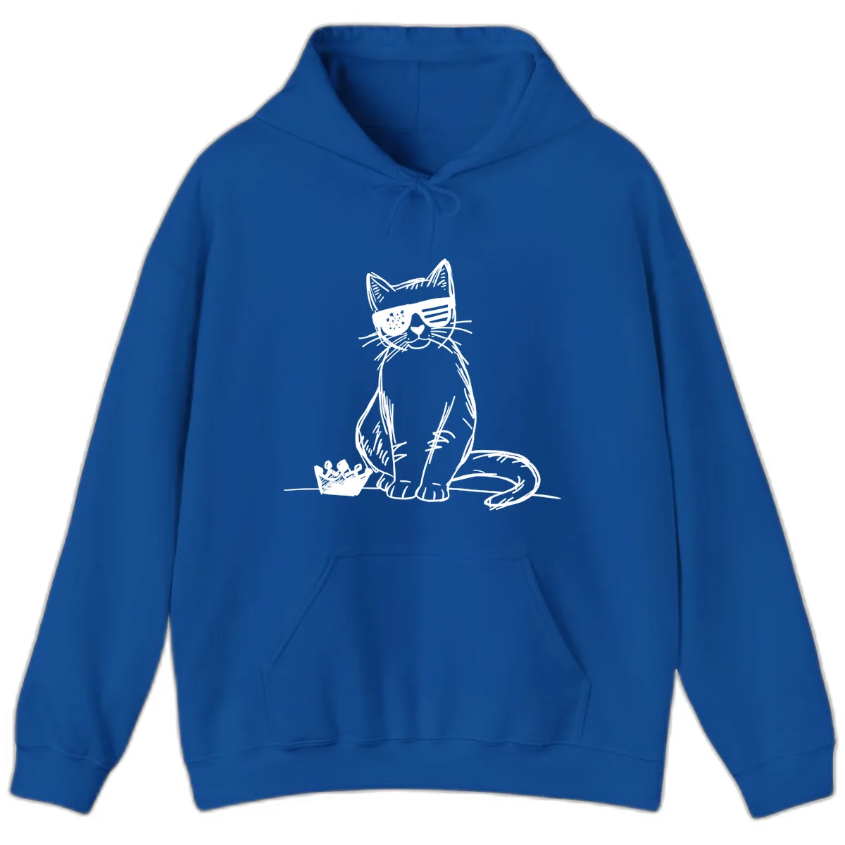 Patriotic Cat with Star-Spangled Sunglasses Hoodie in Royal