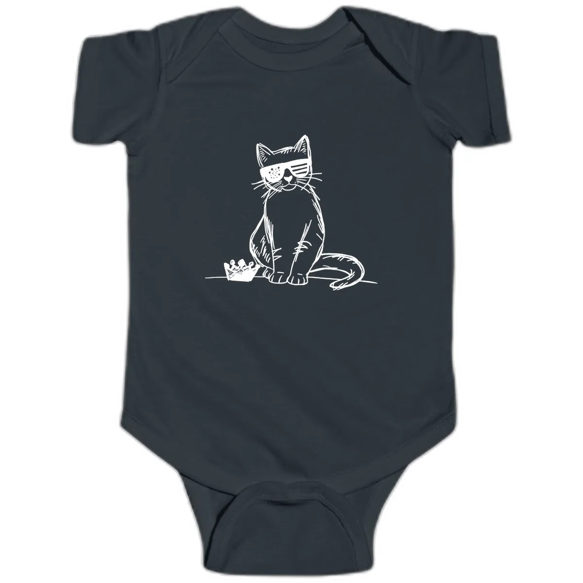 Patriotic Cat with Star-Spangled Sunglasses Baby Onesie in Black