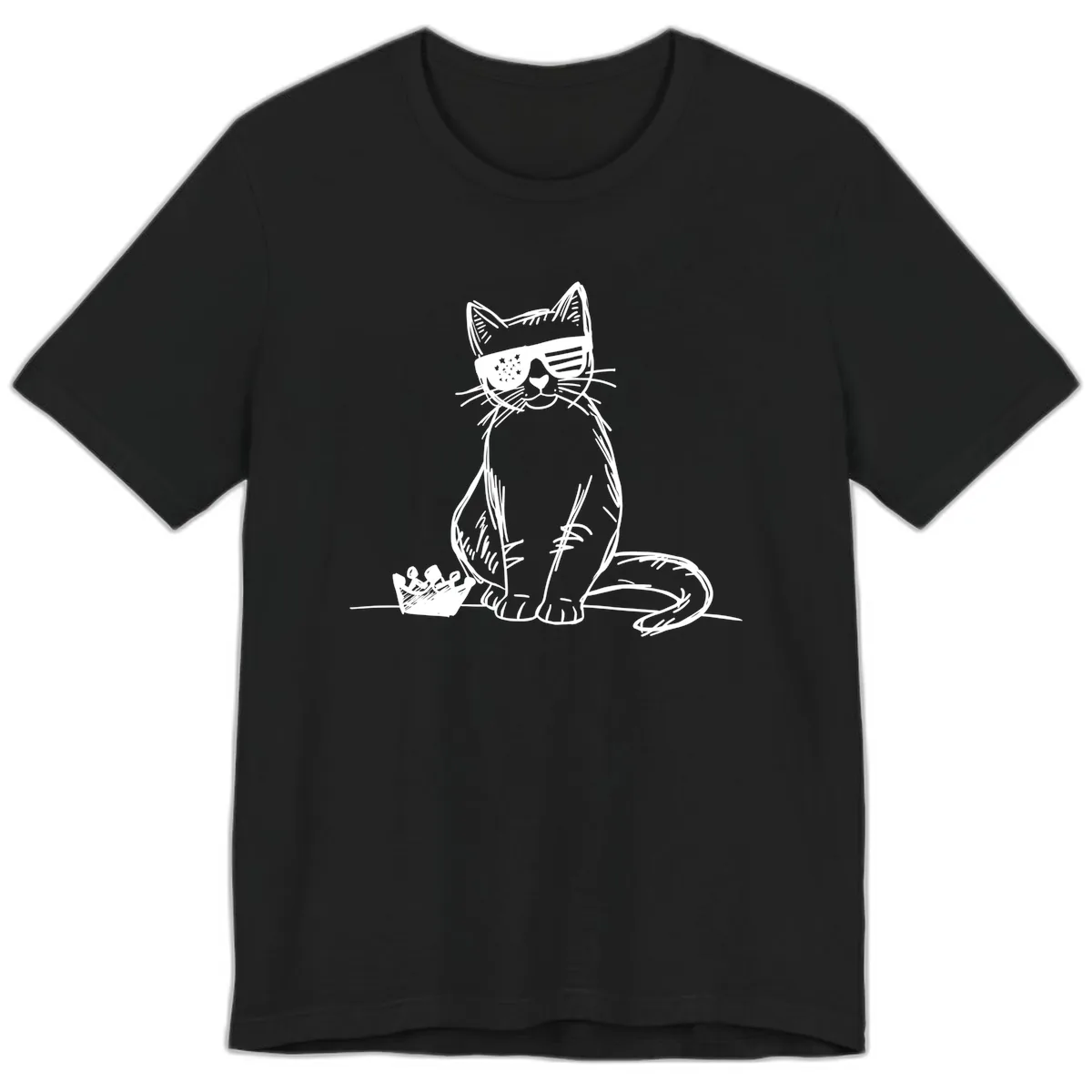 Patriotic Cat with Star-Spangled Sunglasses Premium T-Shirt in Black