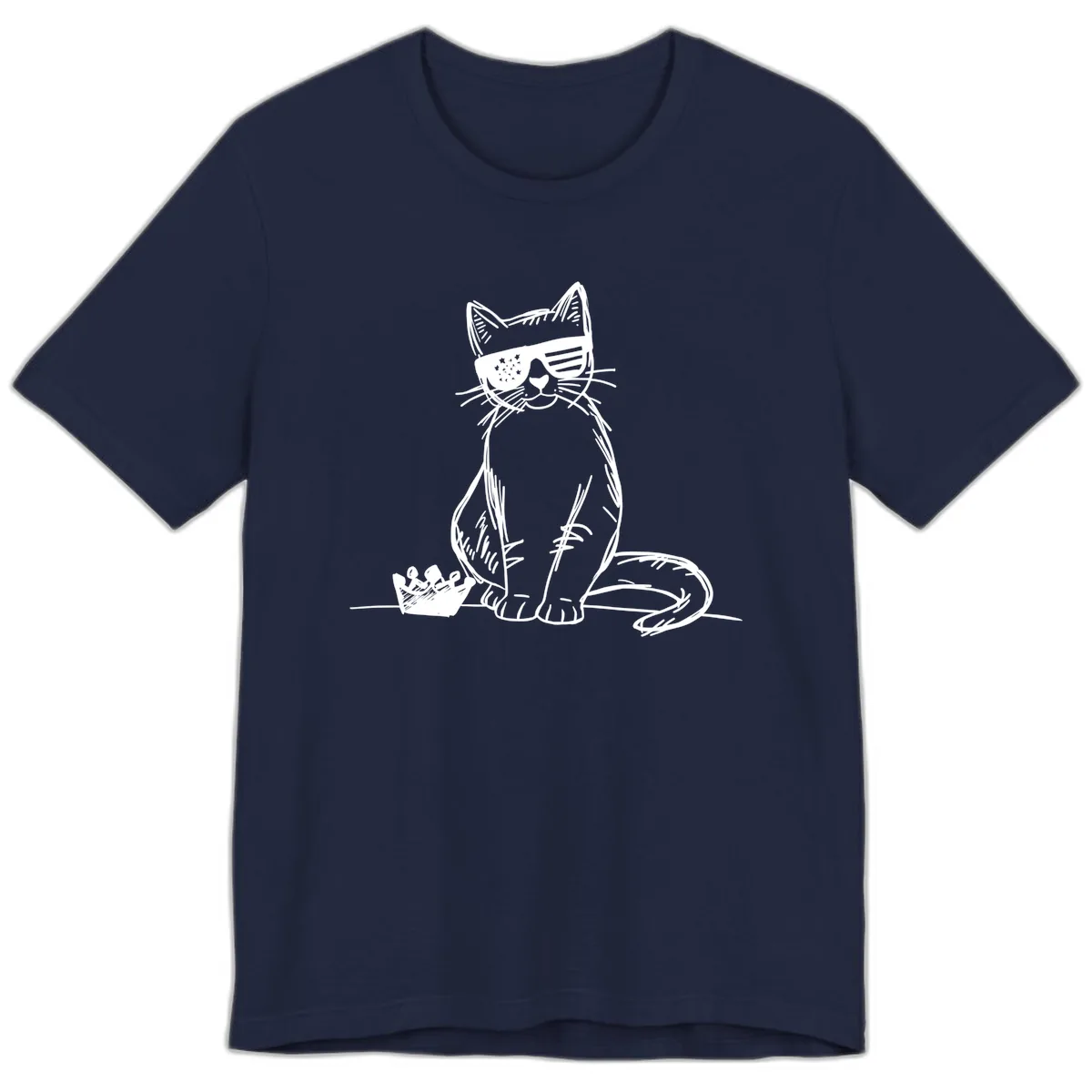 Patriotic Cat with Star-Spangled Sunglasses Premium T-Shirt in Navy