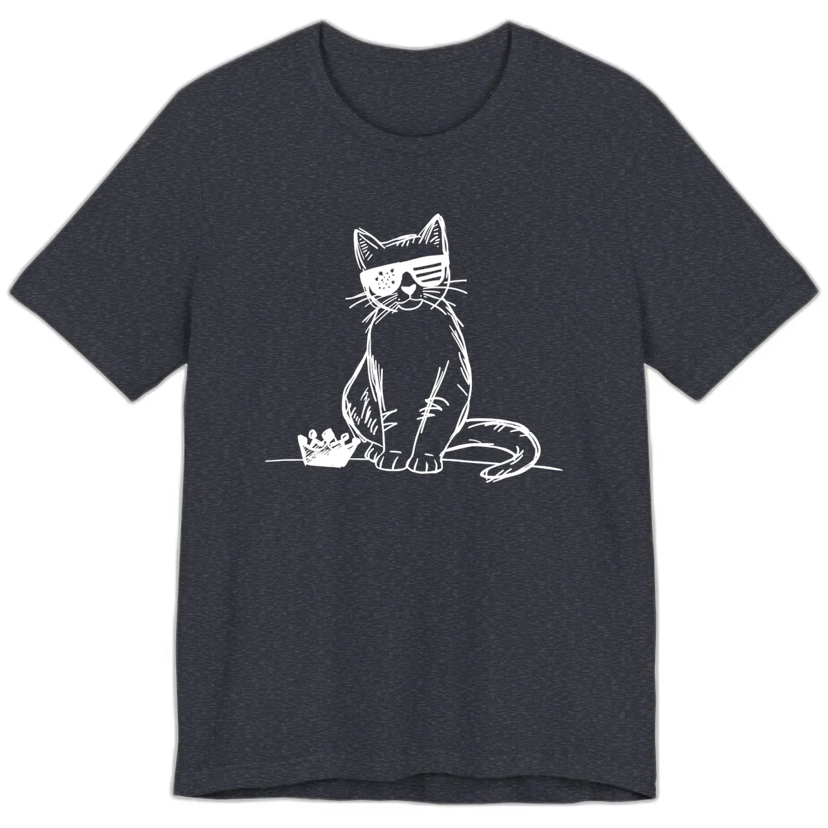 Patriotic Cat with Star-Spangled Sunglasses Premium T-Shirt in Heather Navy