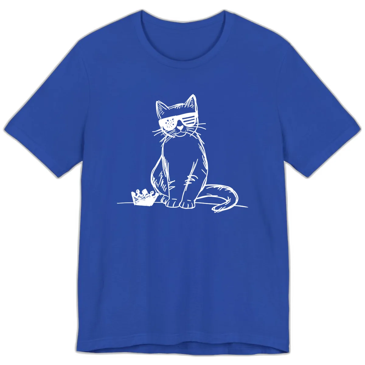 Patriotic Cat with Star-Spangled Sunglasses Premium T-Shirt in True Royal