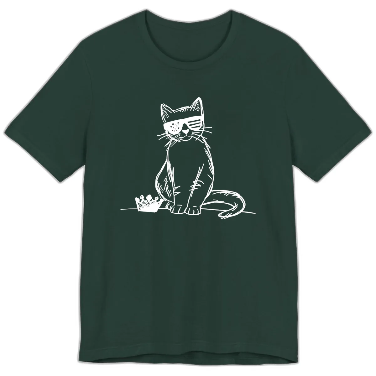 Patriotic Cat with Star-Spangled Sunglasses Premium T-Shirt in Forest