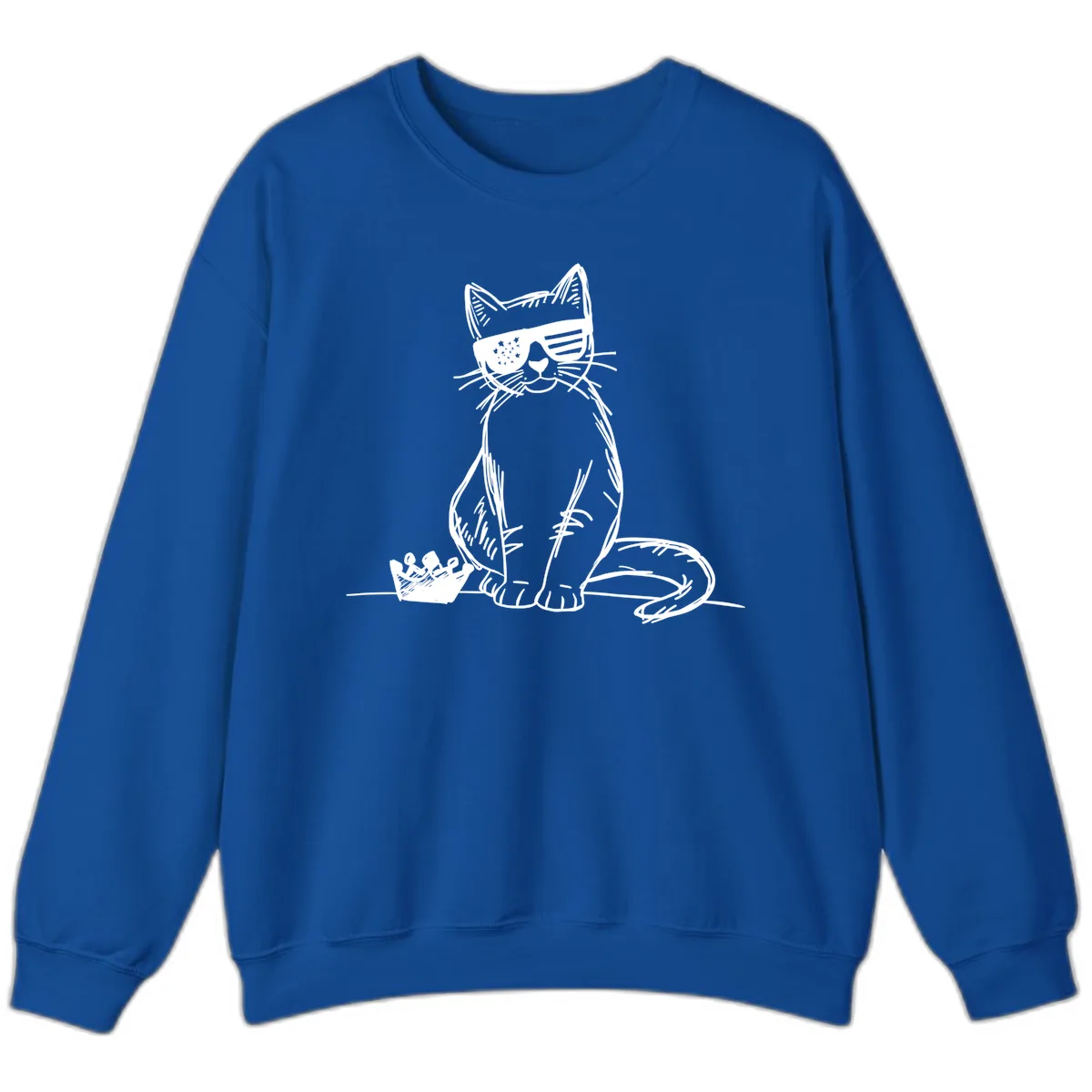 Patriotic Cat with Star-Spangled Sunglasses Sweatshirt in Royal