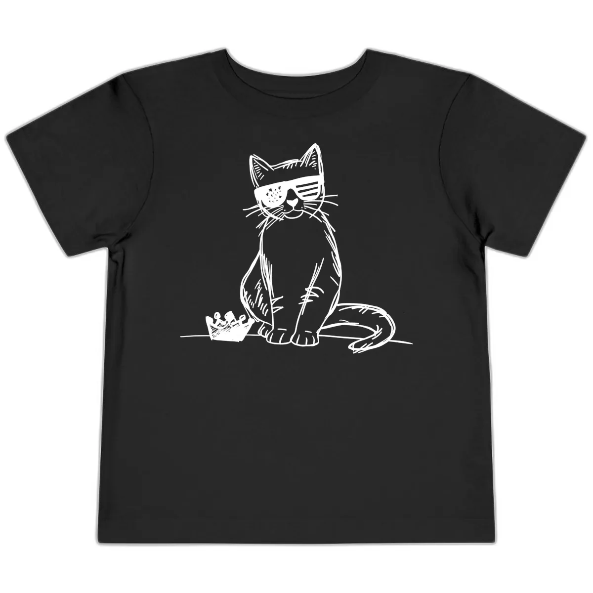 Patriotic Cat with Star-Spangled Sunglasses Toddler T-Shirt in Black