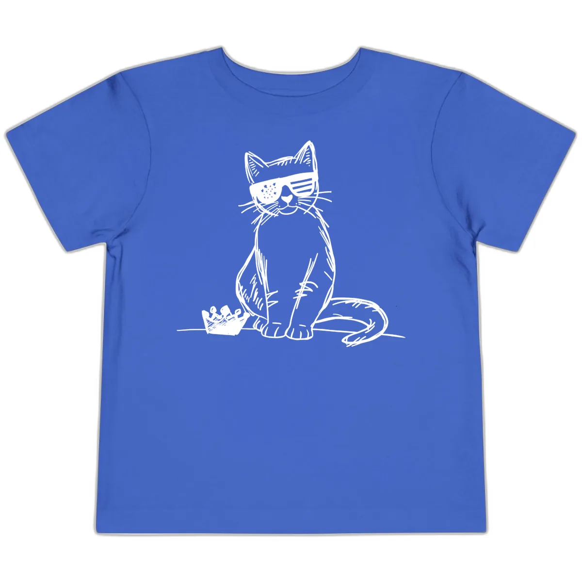 Patriotic Cat with Star-Spangled Sunglasses Toddler T-Shirt in True Royal