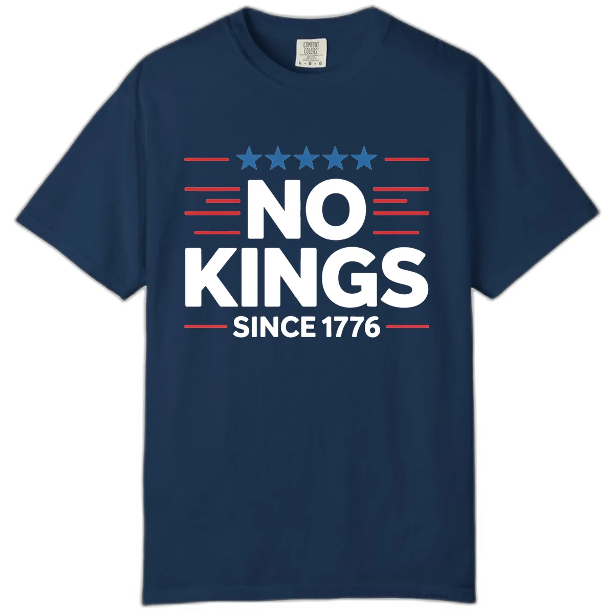 No Kings Since 1776 Patriotic Stars and Stripes Comfort Color in Navy
