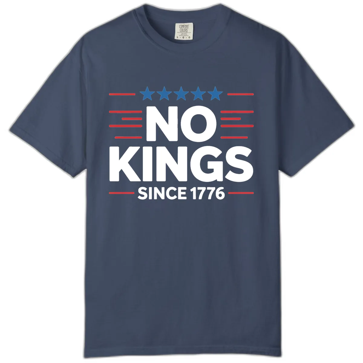 No Kings Since 1776 Patriotic Stars and Stripes Comfort Color in Midnight