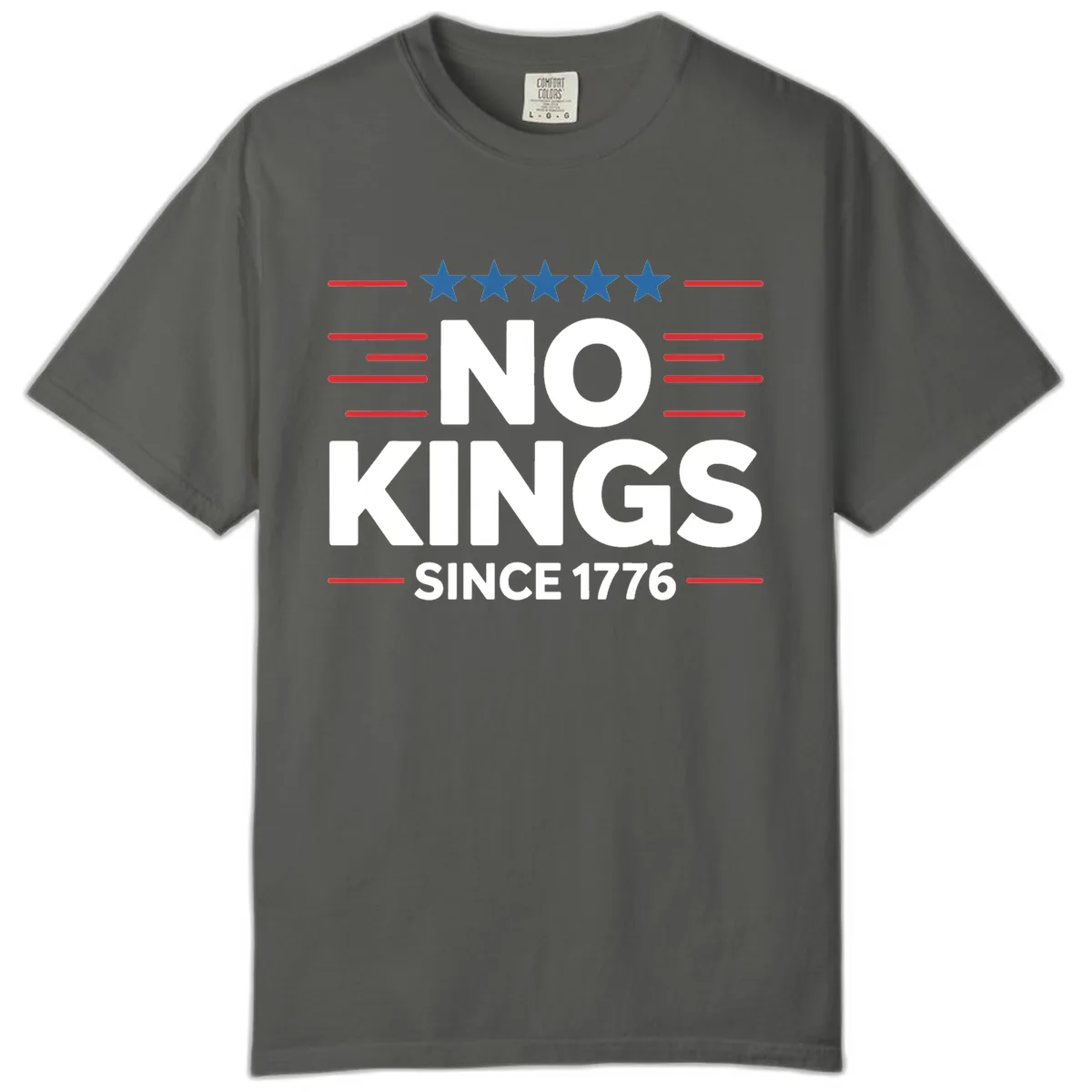 No Kings Since 1776 Patriotic Stars and Stripes Comfort Color in Pepper