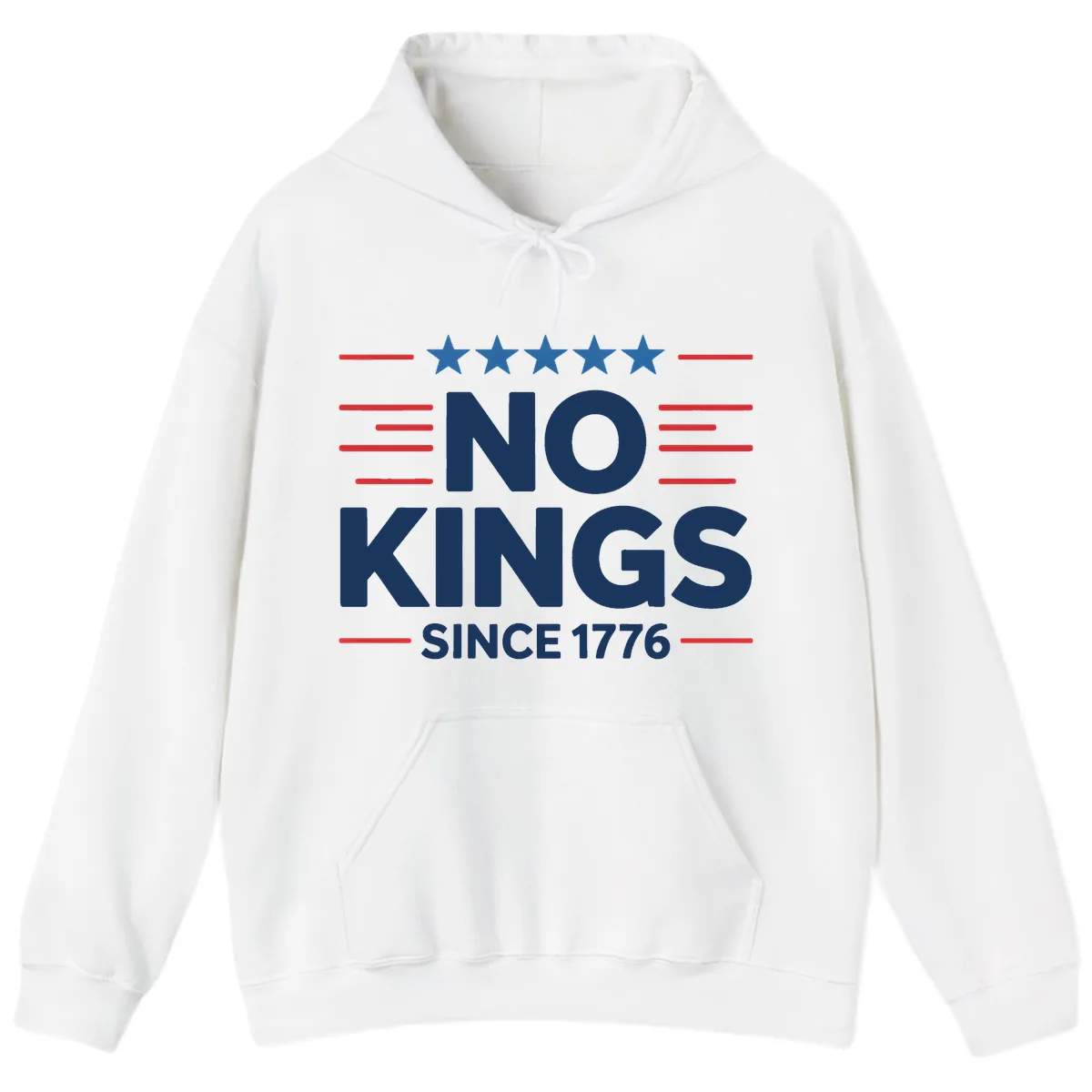 No Kings Since 1776 Patriotic Stars and Stripes Hoodie in White