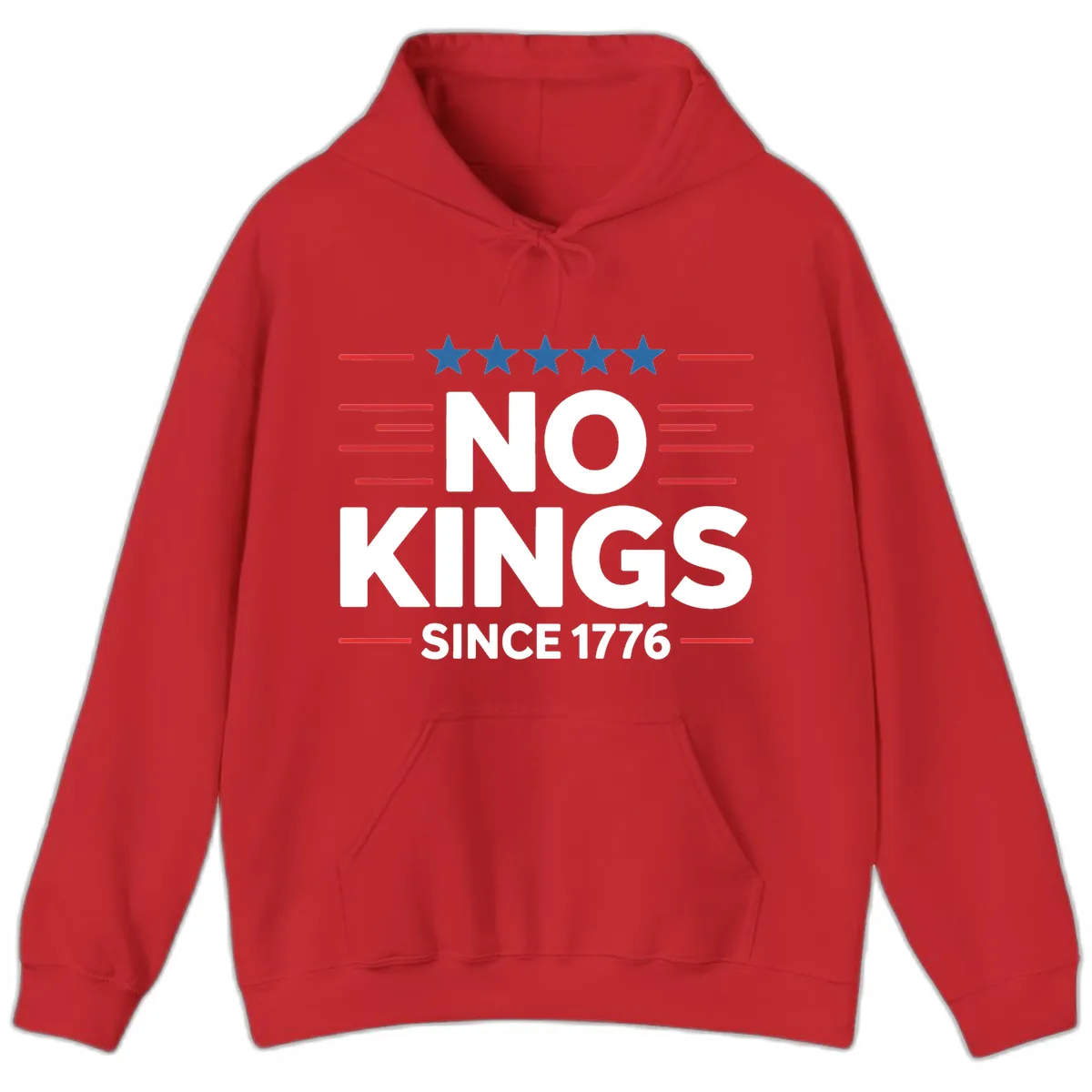 No Kings Since 1776 Patriotic Stars and Stripes Hoodie in Red