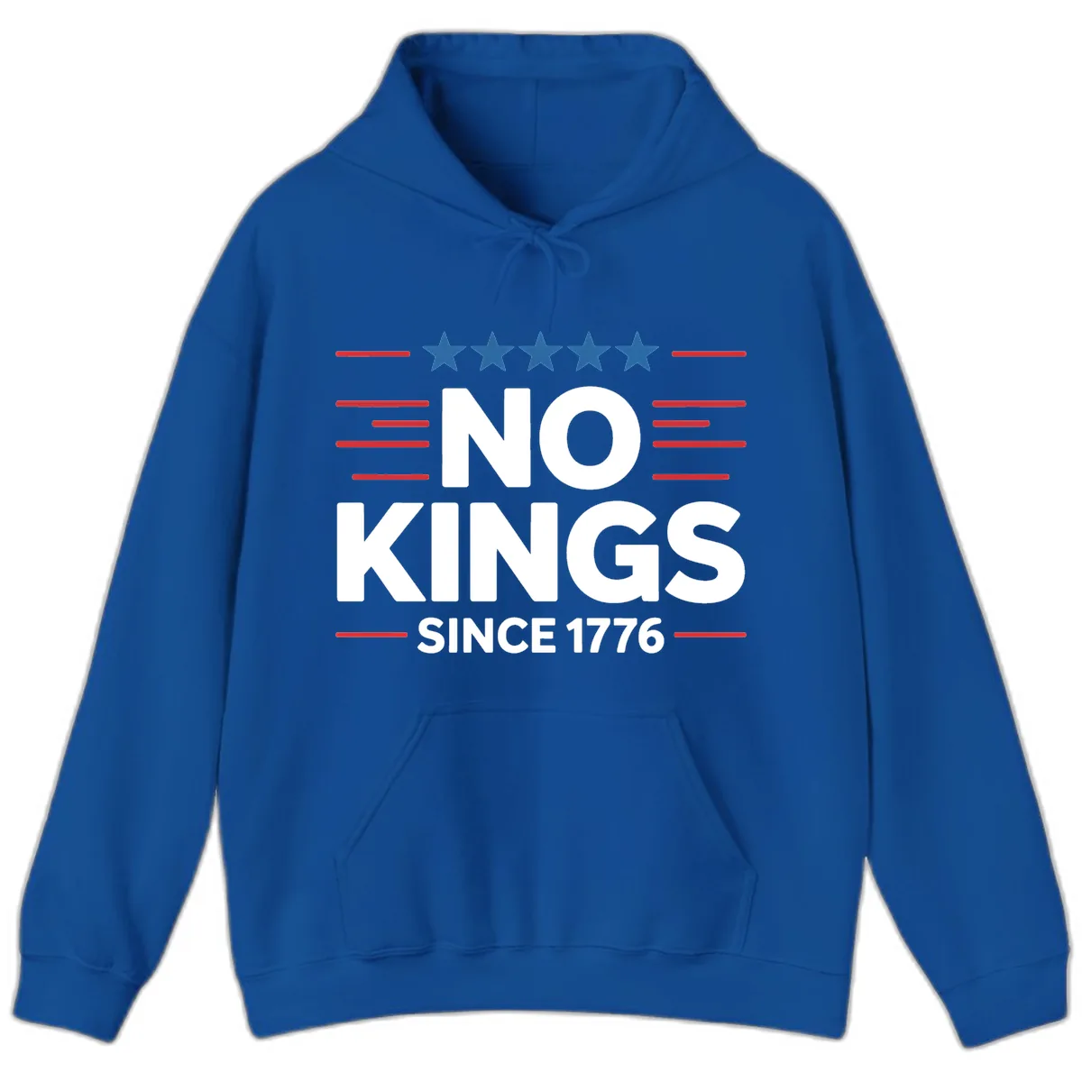 No Kings Since 1776 Patriotic Stars and Stripes Hoodie in Royal