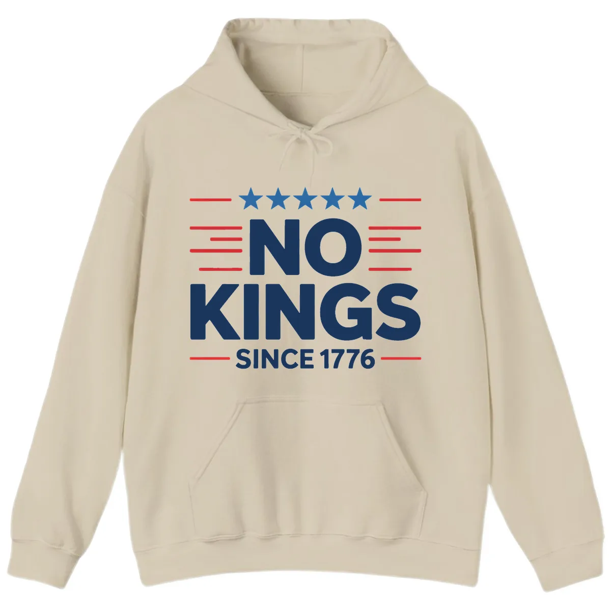 No Kings Since 1776 Patriotic Stars and Stripes Hoodie in Sand