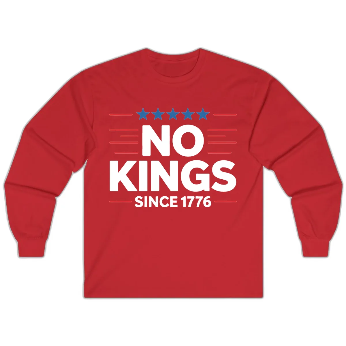 No Kings Since 1776 Patriotic Stars and Stripes Long Sleeve in Red