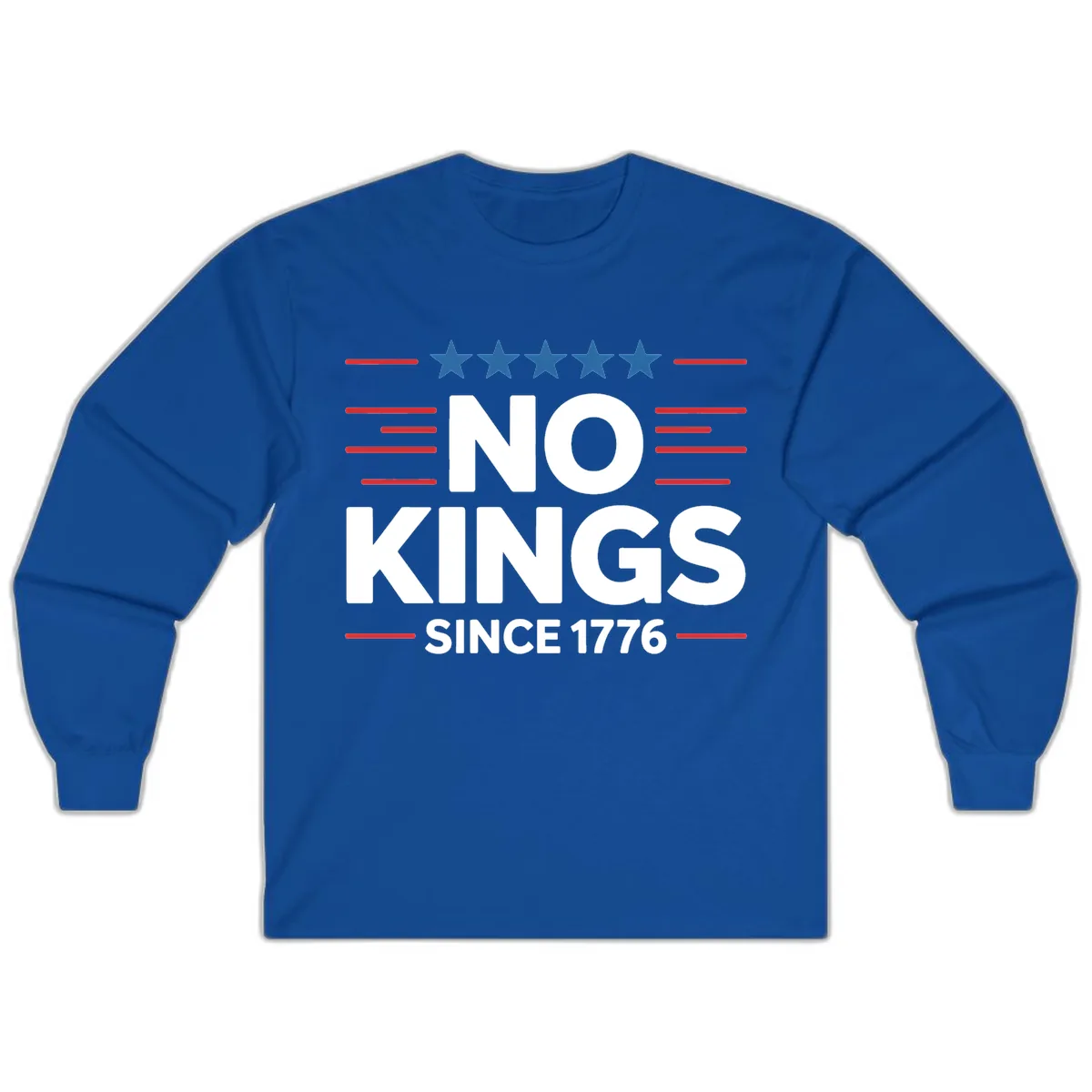 No Kings Since 1776 Patriotic Stars and Stripes Long Sleeve in Royal