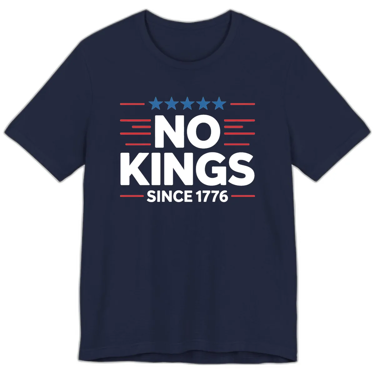 No Kings Since 1776 Patriotic Stars and Stripes Premium T-Shirt in Navy
