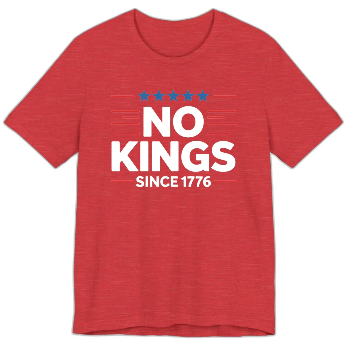 No Kings Since 1776 Patriotic Stars and Stripes Premium T-Shirt in Heather Red