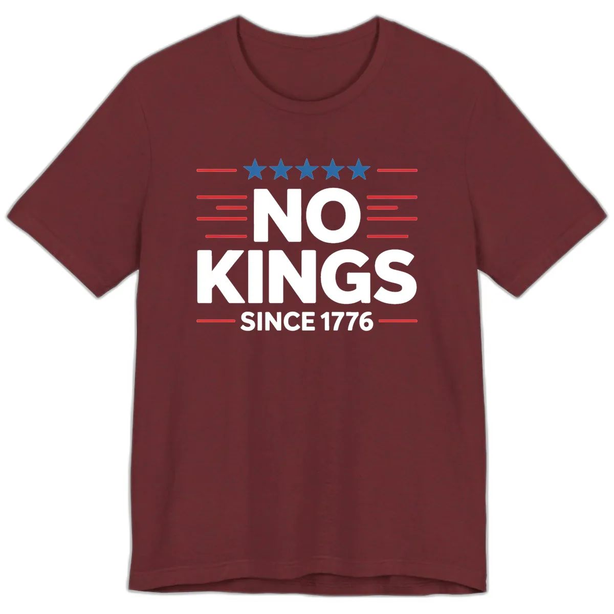 No Kings Since 1776 Patriotic Stars and Stripes Premium T-Shirt in Heather Cardinal