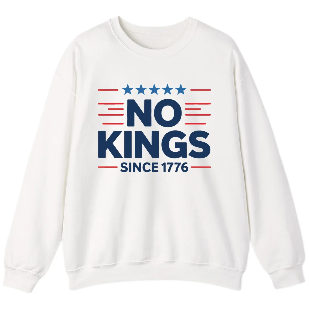 No Kings Since 1776 Patriotic Stars and Stripes Sweatshirt in White
