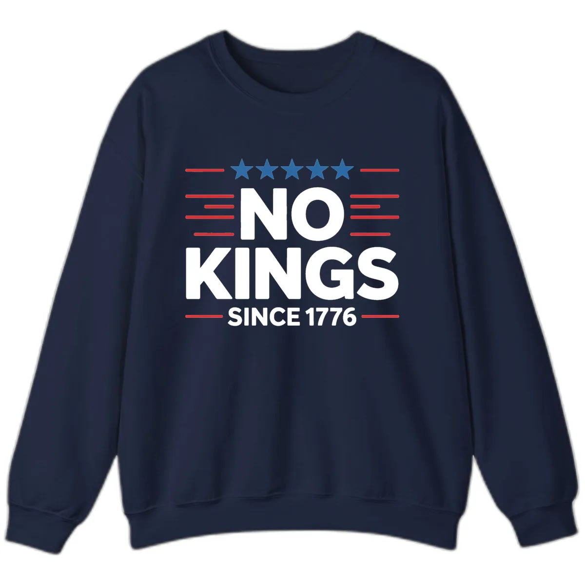 No Kings Since 1776 Patriotic Stars and Stripes Sweatshirt in Navy