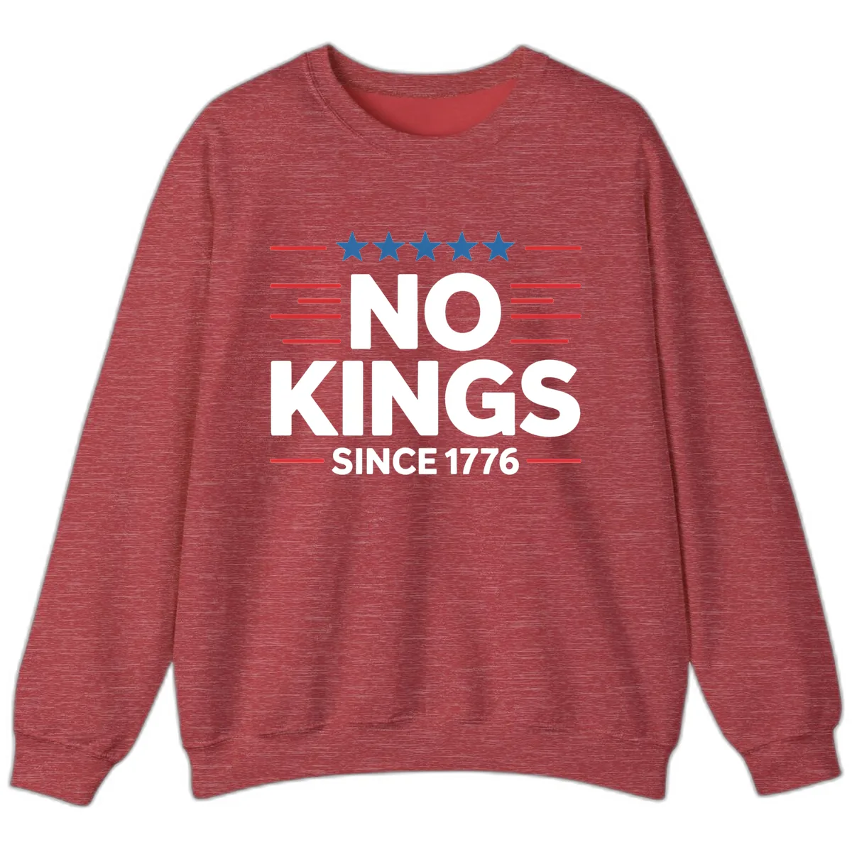 No Kings Since 1776 Patriotic Stars and Stripes Sweatshirt in Heather Scarlet Red