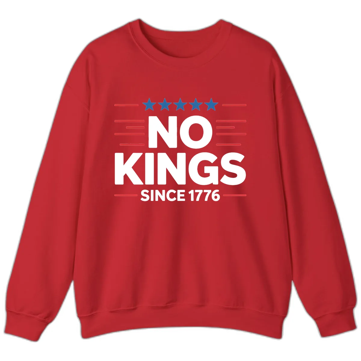 No Kings Since 1776 Patriotic Stars and Stripes Sweatshirt in Red