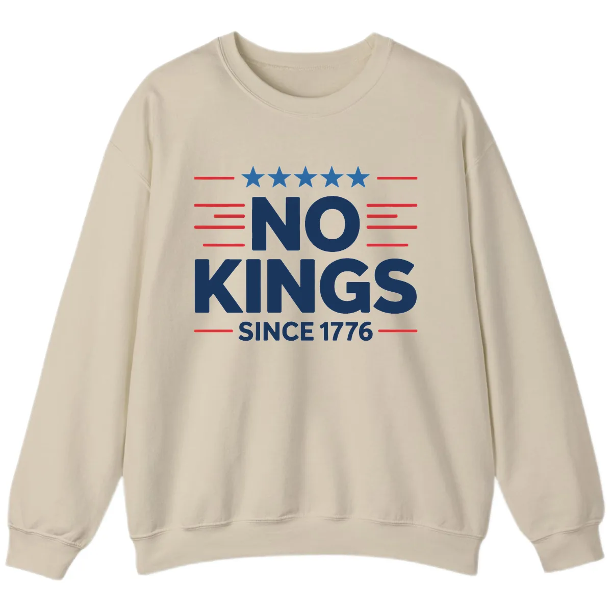 No Kings Since 1776 Patriotic Stars and Stripes Sweatshirt in Sand