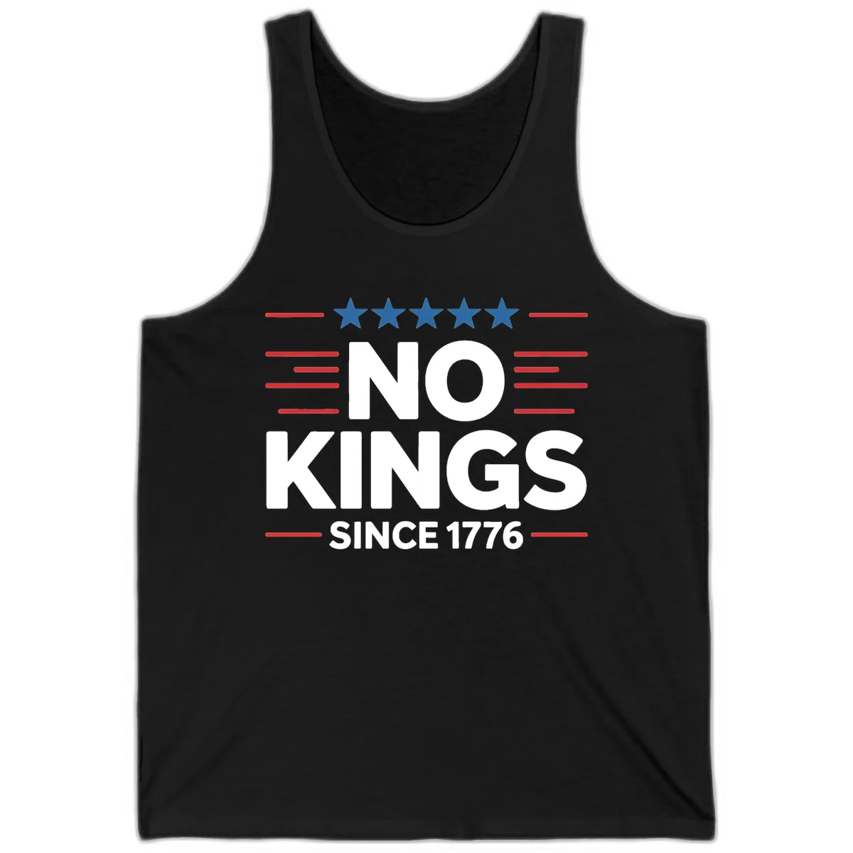 No Kings Since 1776 Patriotic Stars and Stripes Tank in Black