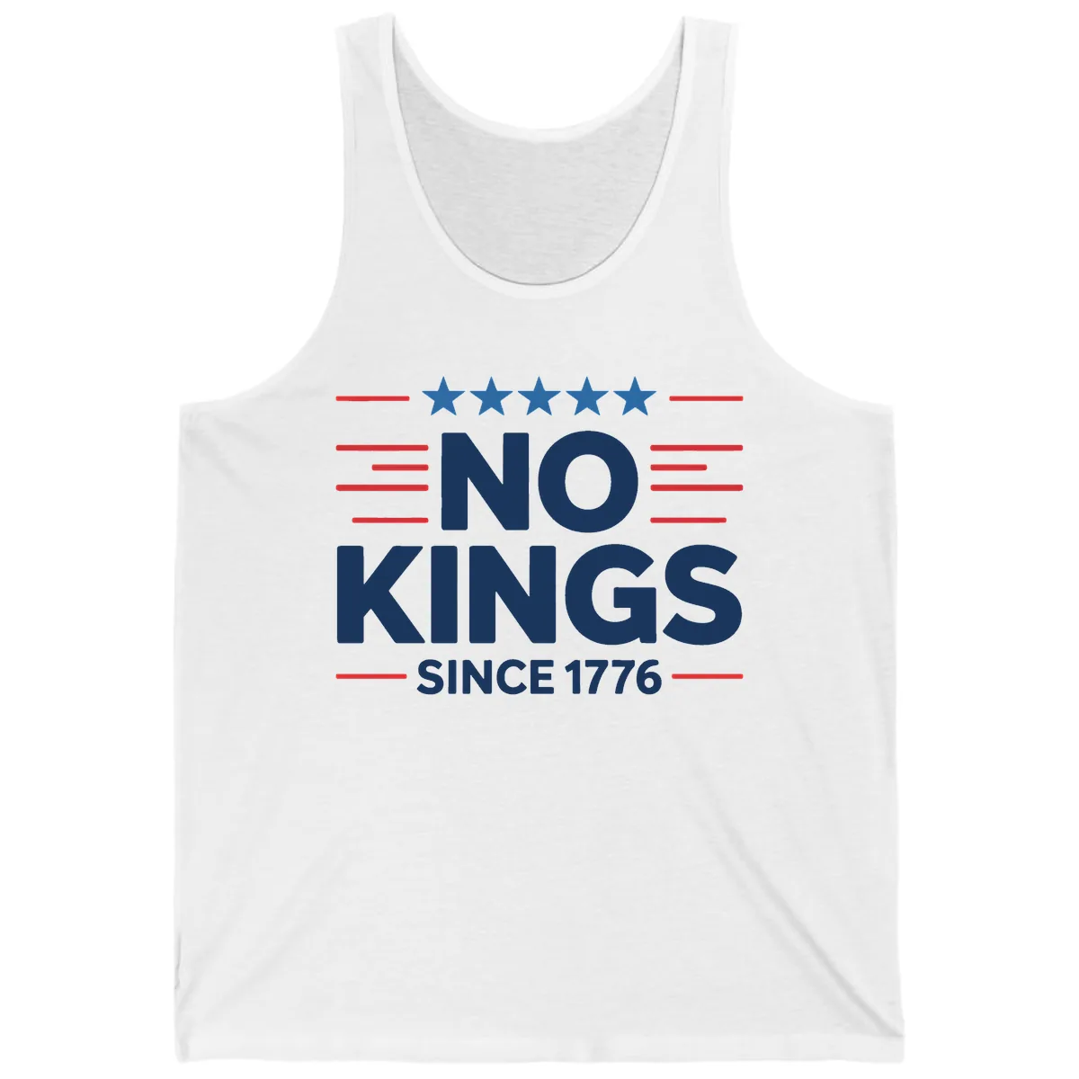 No Kings Since 1776 Patriotic Stars and Stripes Tank in White