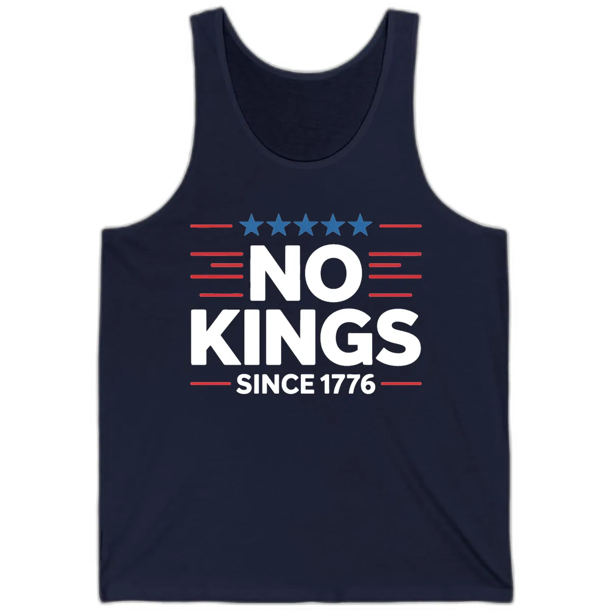 No Kings Since 1776 Patriotic Stars and Stripes Tank in Navy