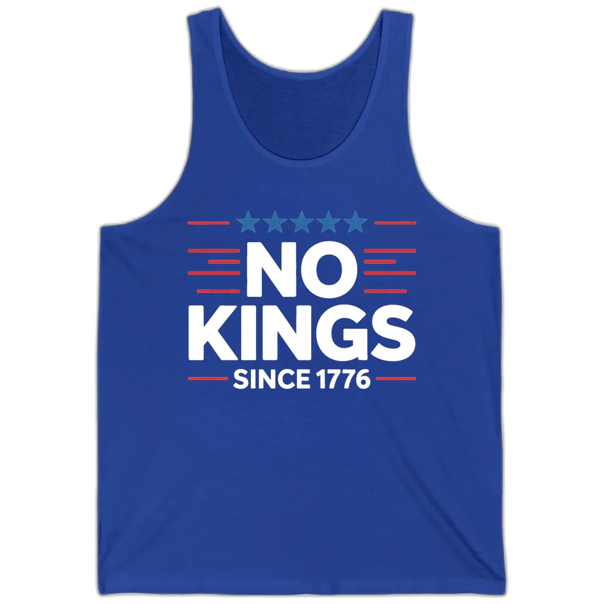 No Kings Since 1776 Patriotic Stars and Stripes Tank in True Royal