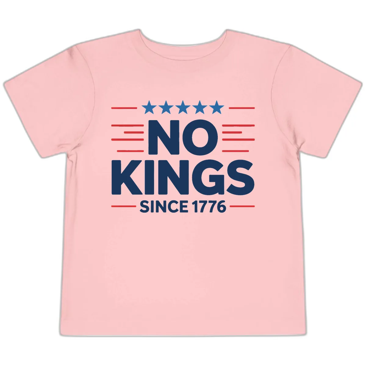 No Kings Since 1776 Patriotic Stars and Stripes Toddler T-Shirt in Pink