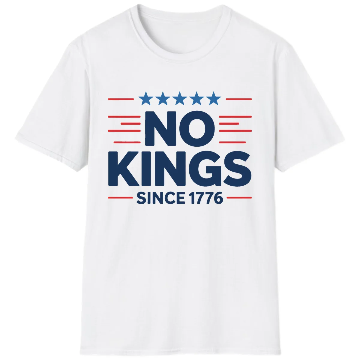 No Kings Since 1776 Patriotic Stars and Stripes T-Shirt in White