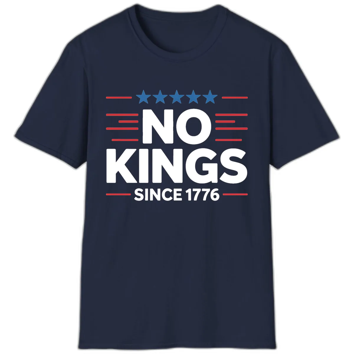 No Kings Since 1776 Patriotic Stars and Stripes T-Shirt in Navy