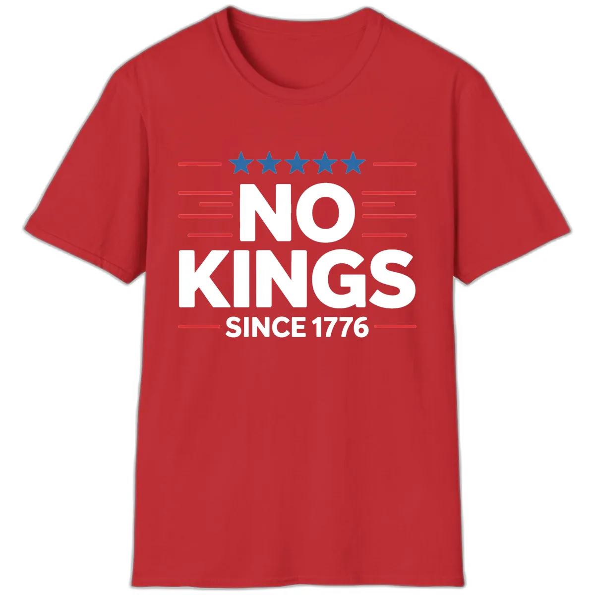 No Kings Since 1776 Patriotic Stars and Stripes T-Shirt in Red