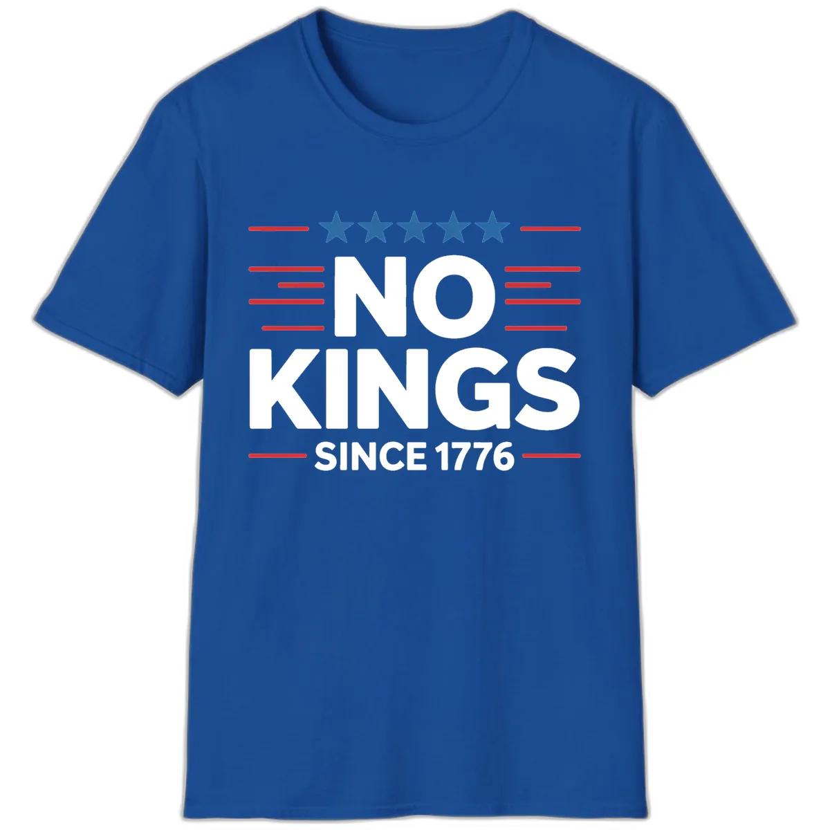 No Kings Since 1776 Patriotic Stars and Stripes T-Shirt in Royal