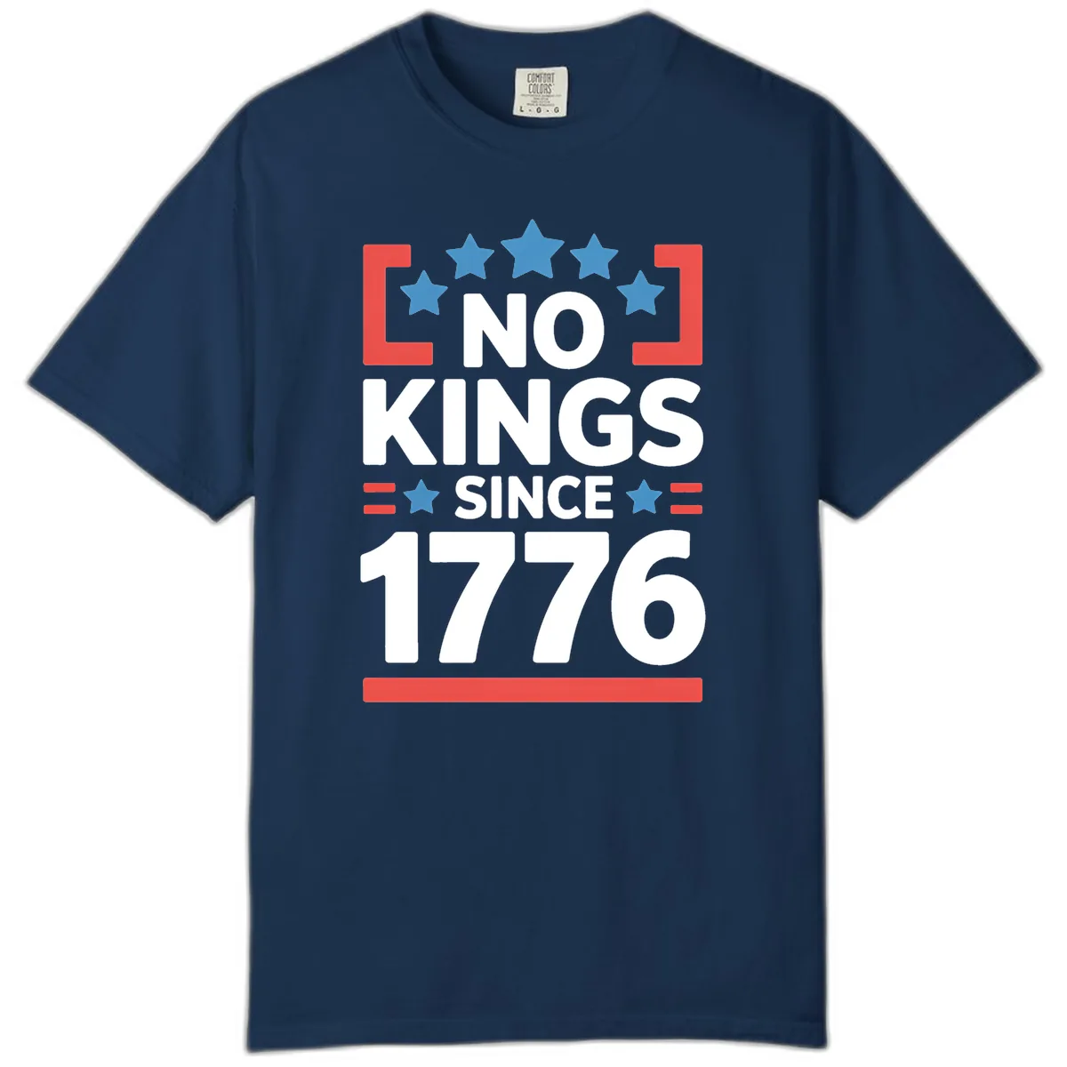 No Kings Since 1776 Patriotic Stars Design Comfort Color in Navy