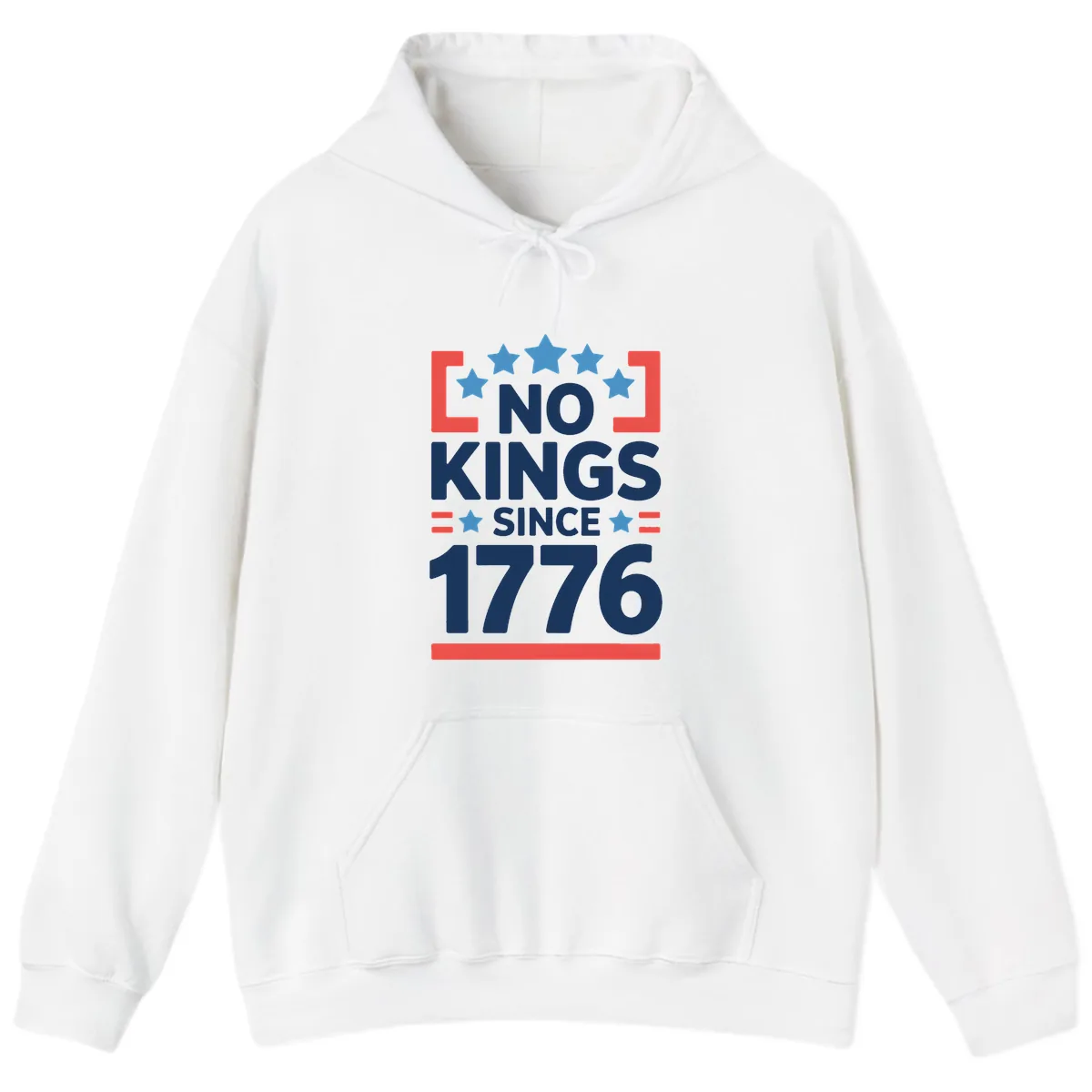 No Kings Since 1776 Patriotic Stars Design Hoodie in White