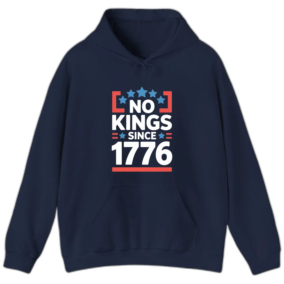 No Kings Since 1776 Patriotic Stars Design Hoodie in Navy