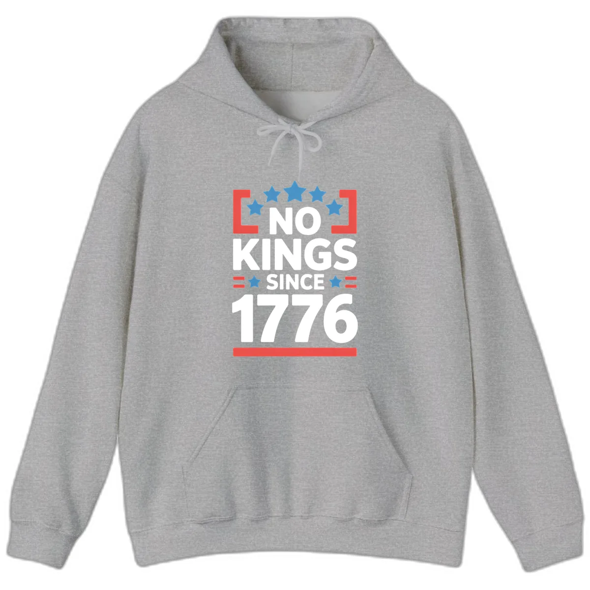 No Kings Since 1776 Patriotic Stars Design Hoodie in Sport Grey