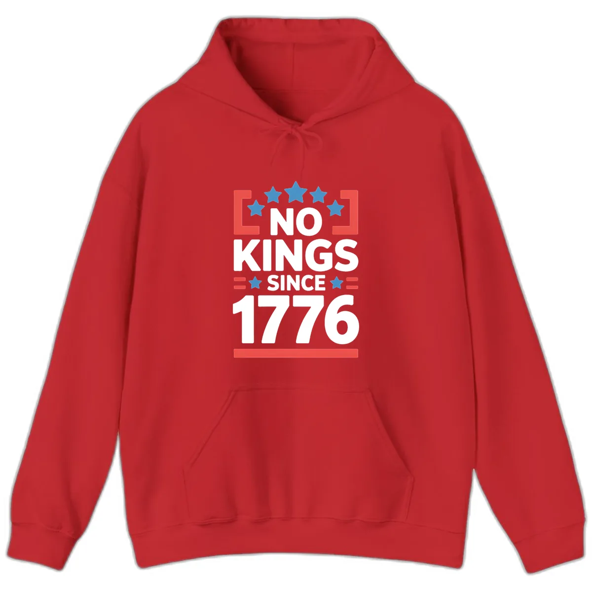 No Kings Since 1776 Patriotic Stars Design Hoodie in Red