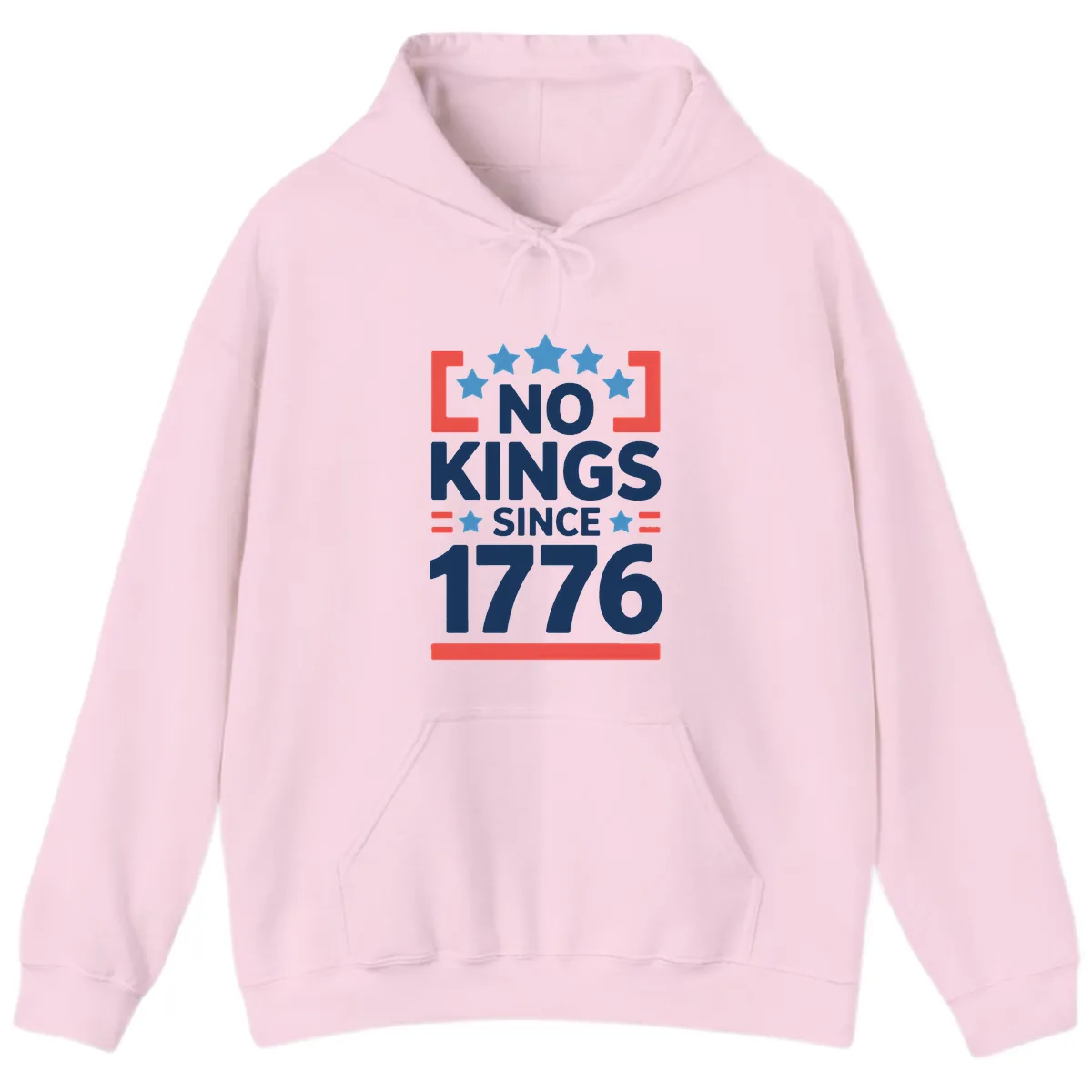 No Kings Since 1776 Patriotic Stars Design Hoodie in Light Pink