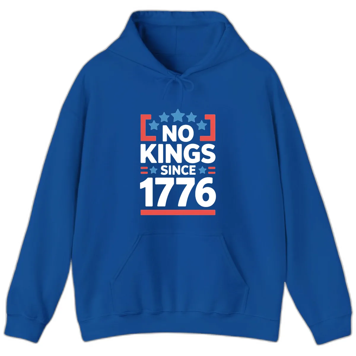 No Kings Since 1776 Patriotic Stars Design Hoodie in Royal
