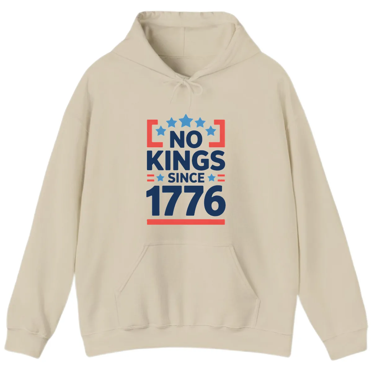 No Kings Since 1776 Patriotic Stars Design Hoodie in Sand