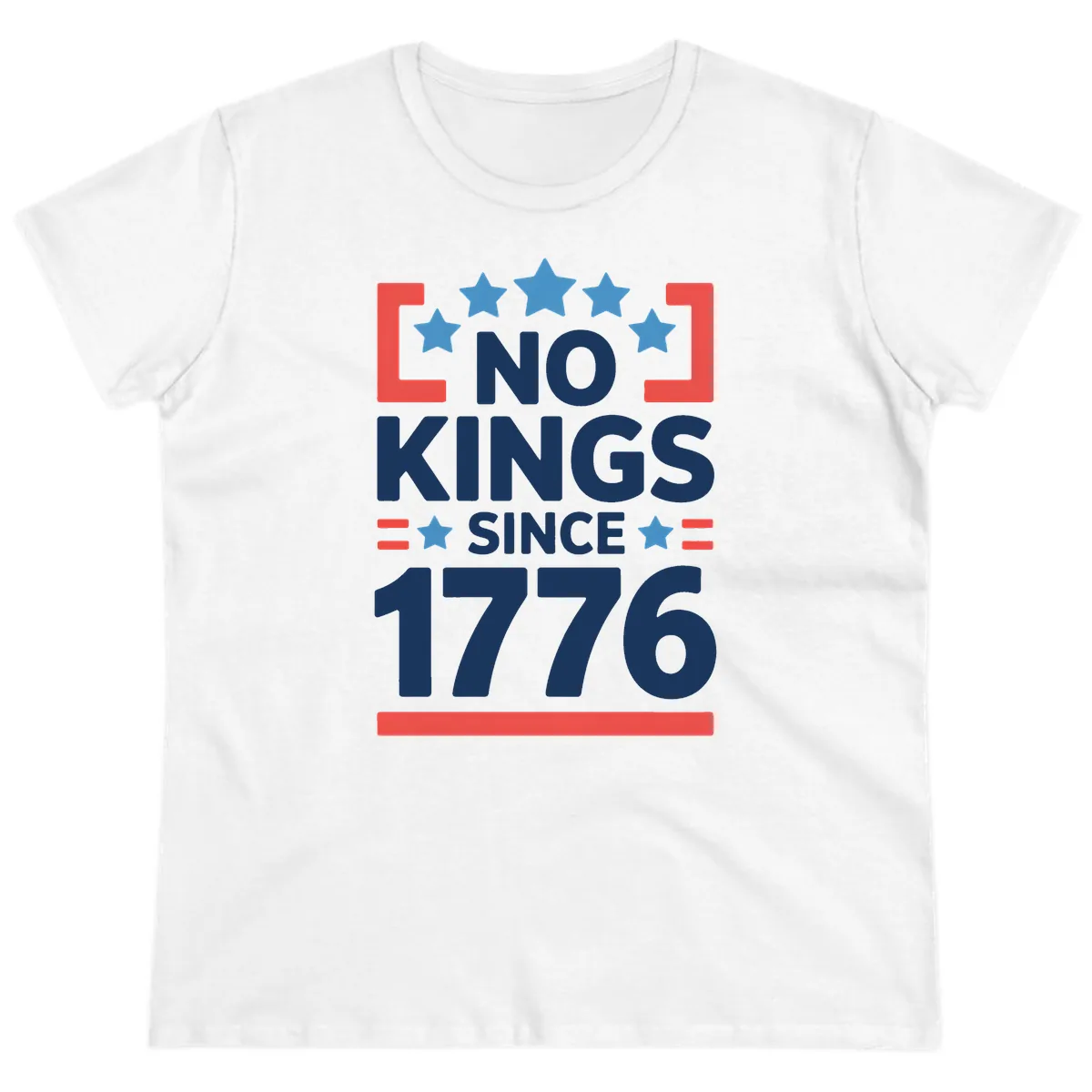 No Kings Since 1776 Patriotic Stars Design Ladies Tee in White