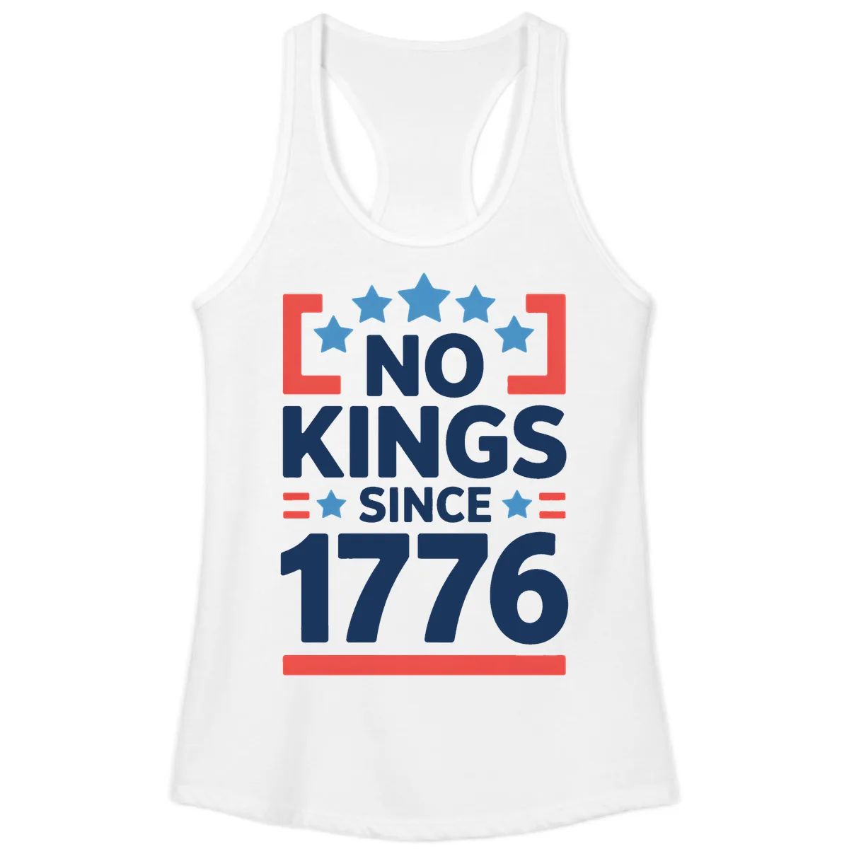 No Kings Since 1776 Patriotic Stars Design Ladies Tank in White